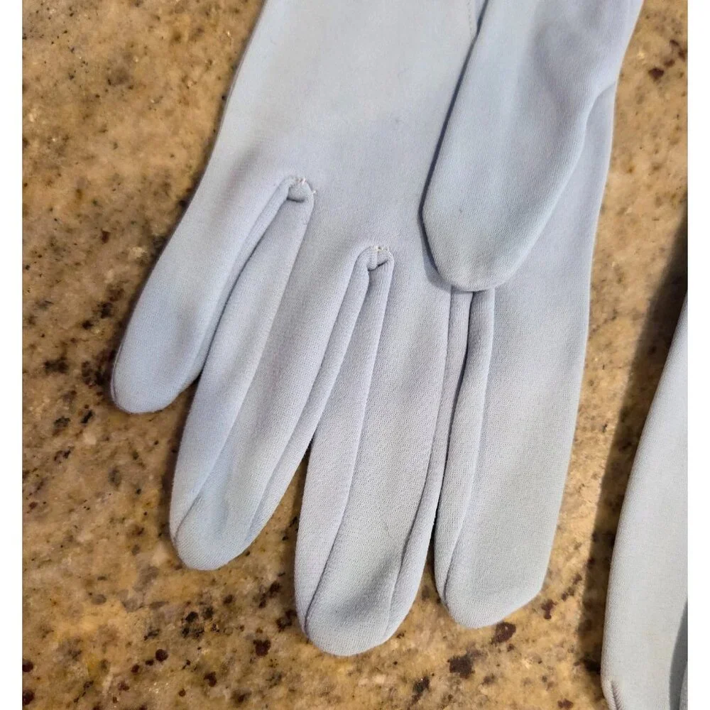 Vintage Womens Size L/XL Light Blue Nylon Formal Gloves Bridgerton